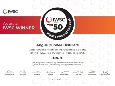 Angus Dundee Distillers recognised by the IWSC as one of the Top 50 Spirit Producers this year